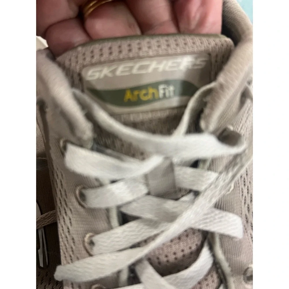 Skechers Sport Arch Fit Banlin Mens 10.5 Mesh Athletic Shoes Comfort Taupe